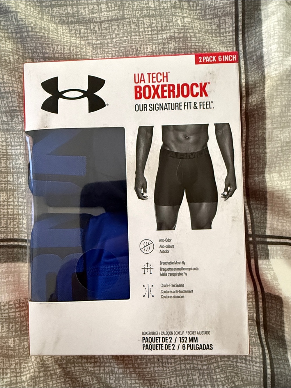 Under Armour Blue UA Tech Boxerjock 2-Pack 6inch